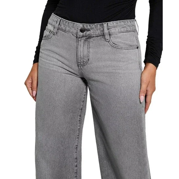 Guess Women's Mid-Rise Sexy Palazzo Shimmer Gray Jeans 25W x 30L - NEW - Picture 4 of 12
